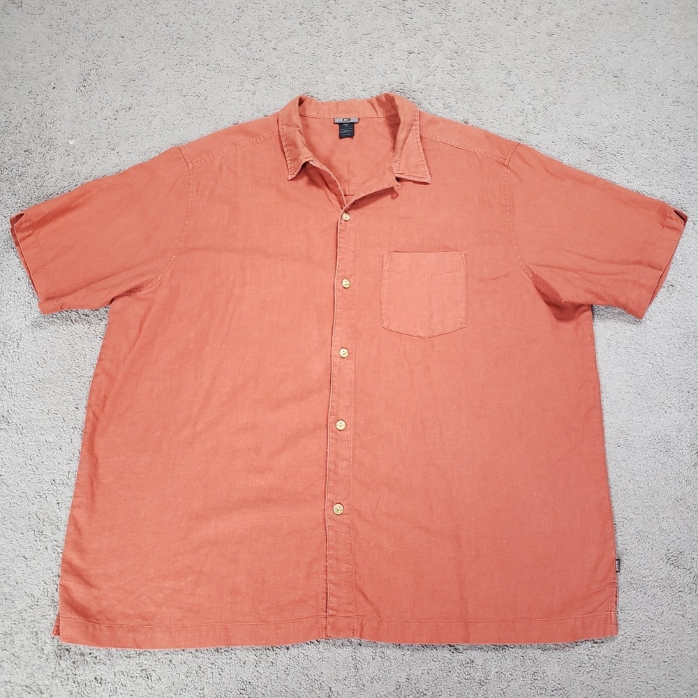 VTG REI Co Op Shirt Hemp Organic Cotton Loop Collar Rust Camp Hawaiian Outdoors